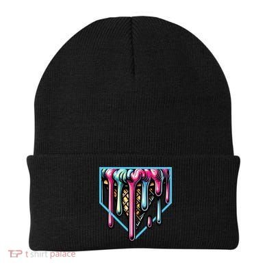 Home Plate Ice Cream Softball Baseball Melting Drip Beanie