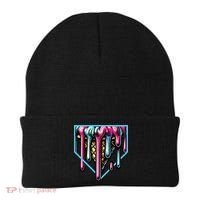 Home Plate Ice Cream Softball Baseball Melting Drip Beanie thumb 0