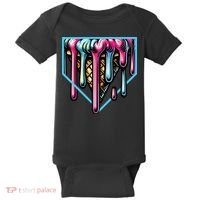 Home Plate Ice Cream Softball Baseball Melting Drip Baby Bodysuit thumb 0