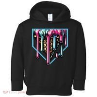 Home Plate Ice Cream Softball Baseball Melting Drip Toddler Hoodie thumb 0
