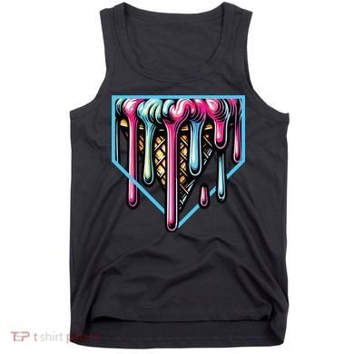 Home Plate Ice Cream Softball Baseball Melting Drip Tank Top