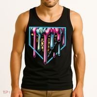 Home Plate Ice Cream Softball Baseball Melting Drip Tank Top thumb 3