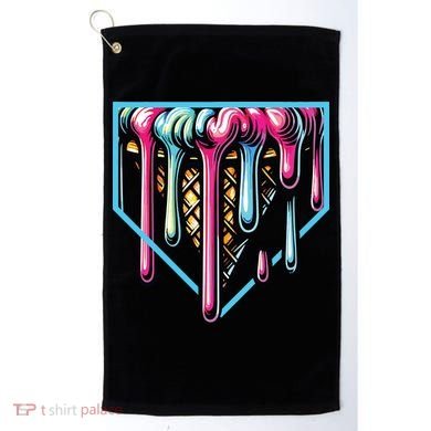 Home Plate Ice Cream Softball Baseball Melting Drip Golf Towel