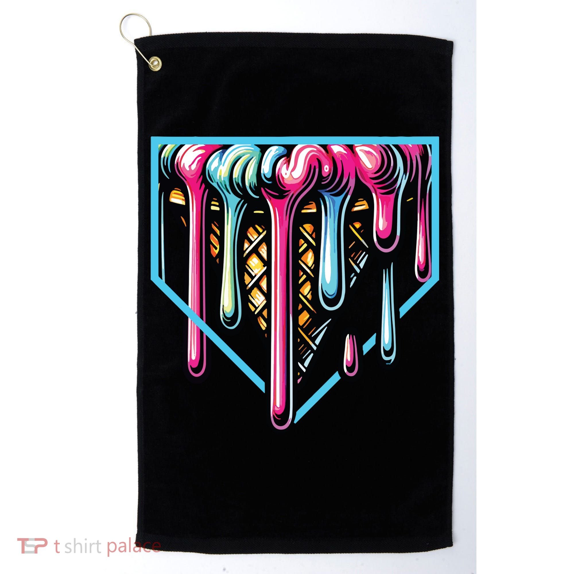 Home Plate Ice Cream Softball Baseball Melting Drip Golf Towel