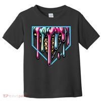 Home Plate Ice Cream Softball Baseball Melting Drip Toddler T-Shirt thumb 0