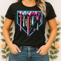 Home Plate Ice Cream Softball Baseball Melting Drip Women's T-Shirt thumb 2