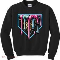 Home Plate Ice Cream Softball Baseball Melting Drip Kids Sweatshirt thumb 0