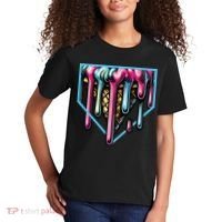 Home Plate Ice Cream Softball Baseball Melting Drip Kids T-Shirt thumb 2