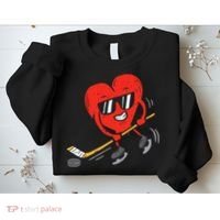 Heart Playing Ice Hockey Valentines Day Love Sports Boys Sweatshirt thumb 2
