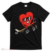 Heart Playing Ice Hockey Valentines Day Love Sports Boys T-Shirt thumb 0
