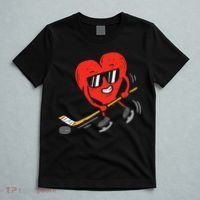 Heart Playing Ice Hockey Valentines Day Love Sports Boys T-Shirt thumb 5
