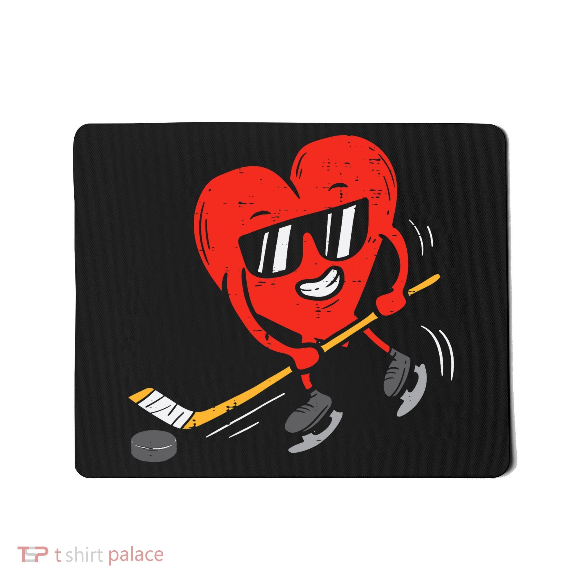 Heart Playing Ice Hockey Valentines Day Love Sports Boys Mousepad