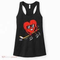 Heart Playing Ice Hockey Valentines Day Love Sports Boys Women's Tank Top thumb 0