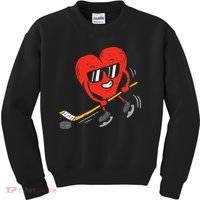 Heart Playing Ice Hockey Valentines Day Love Sports Boys Kids Sweatshirt thumb 0