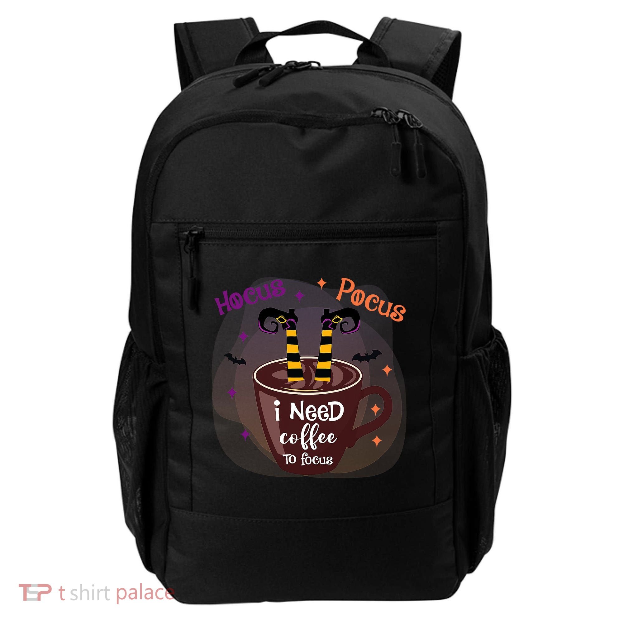Hocus Pocus I Need Coffee To Focus Funny Halloween Costume Backpack