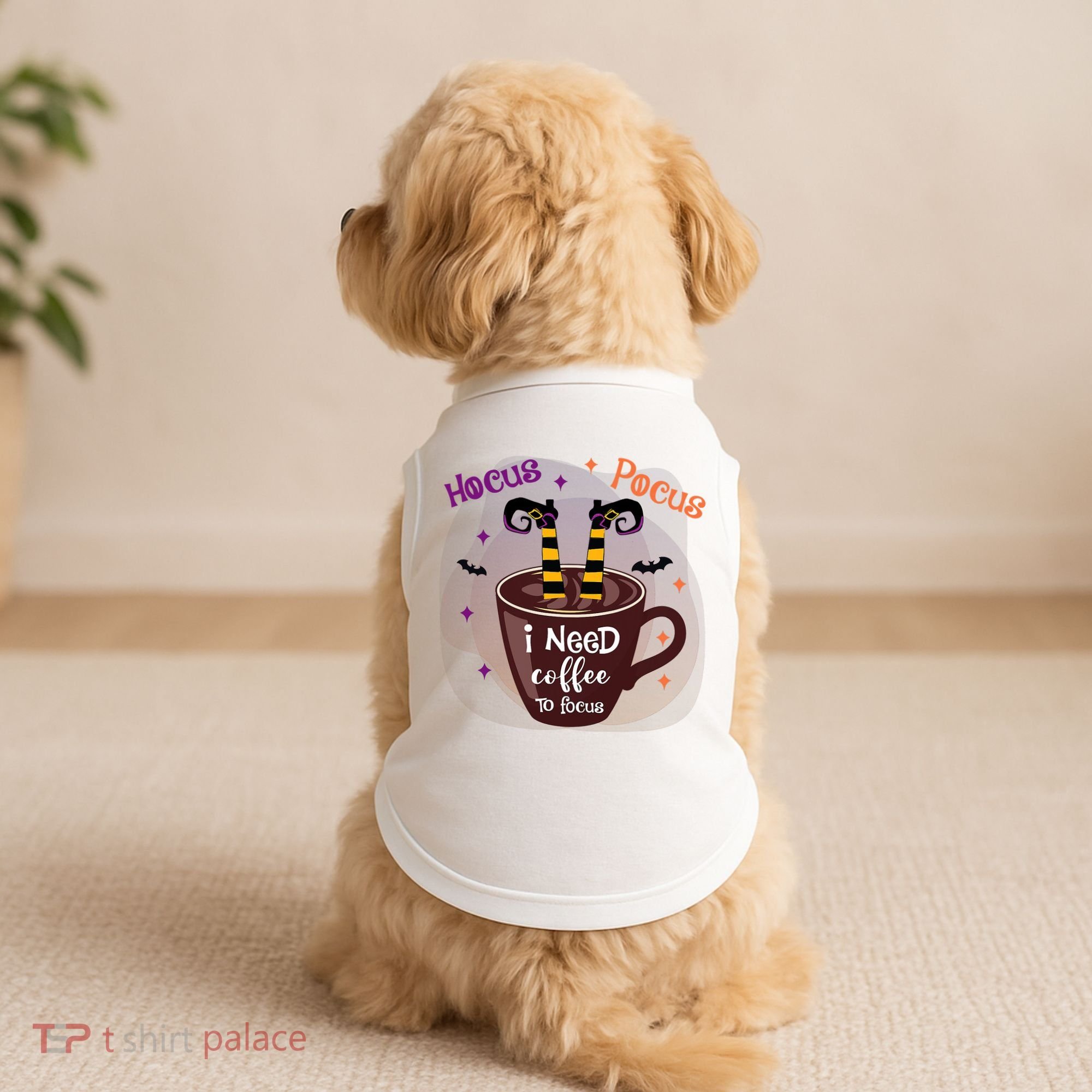 Hocus Pocus I Need Coffee To Focus Funny Halloween Costume Doggie Tank