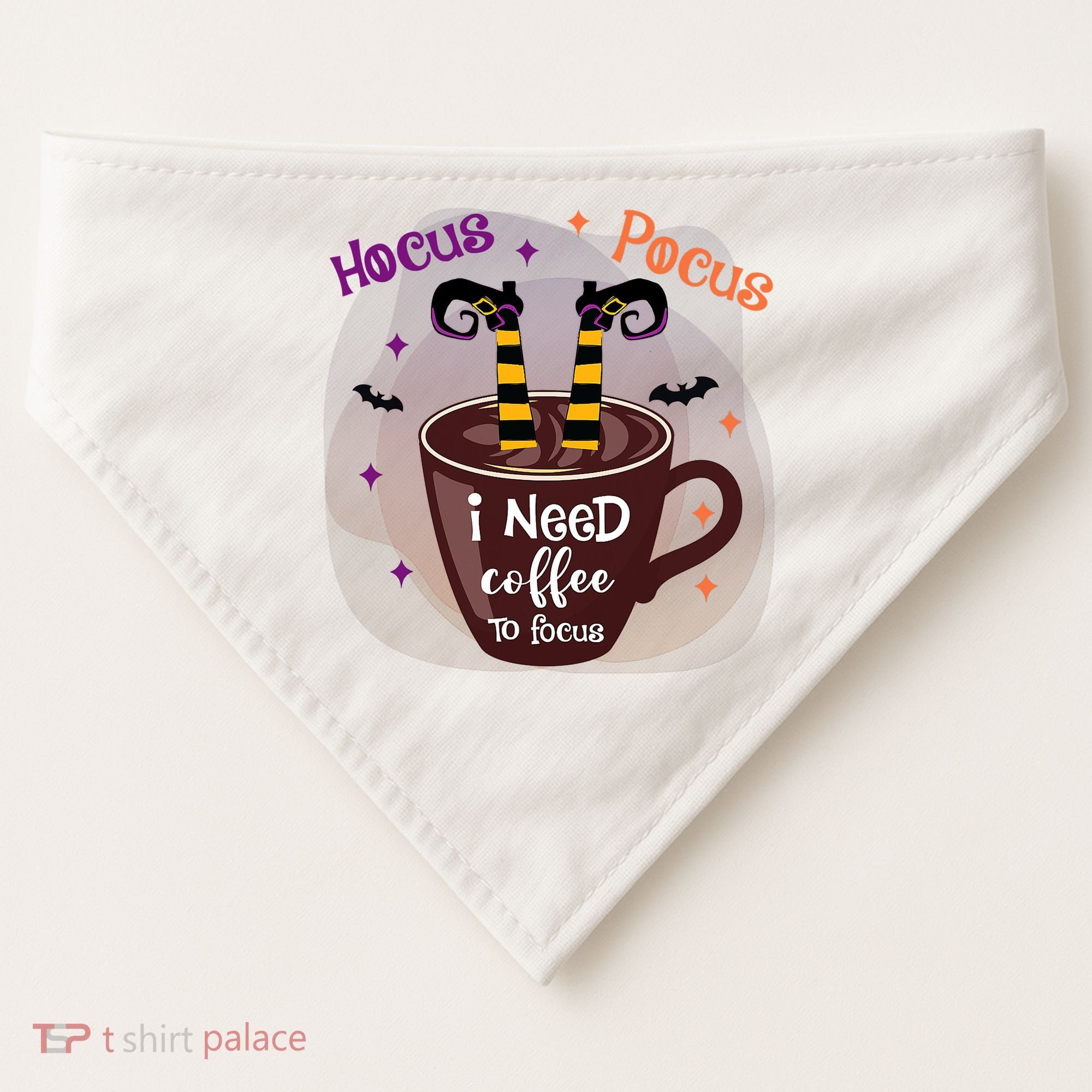 Hocus Pocus I Need Coffee To Focus Funny Halloween Costume USA-Made Doggie Bandana