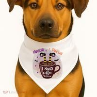 Hocus Pocus I Need Coffee To Focus Funny Halloween Costume USA-Made Doggie Bandana thumb 1
