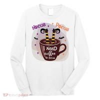 Hocus Pocus I Need Coffee To Focus Funny Halloween Costume Long Sleeve Shirt thumb 0