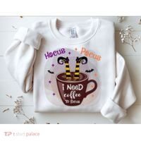 Hocus Pocus I Need Coffee To Focus Funny Halloween Costume Sweatshirt thumb 2