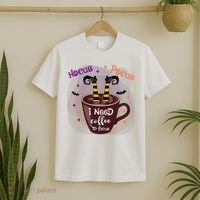 Hocus Pocus I Need Coffee To Focus Funny Halloween Costume T-Shirt thumb 2
