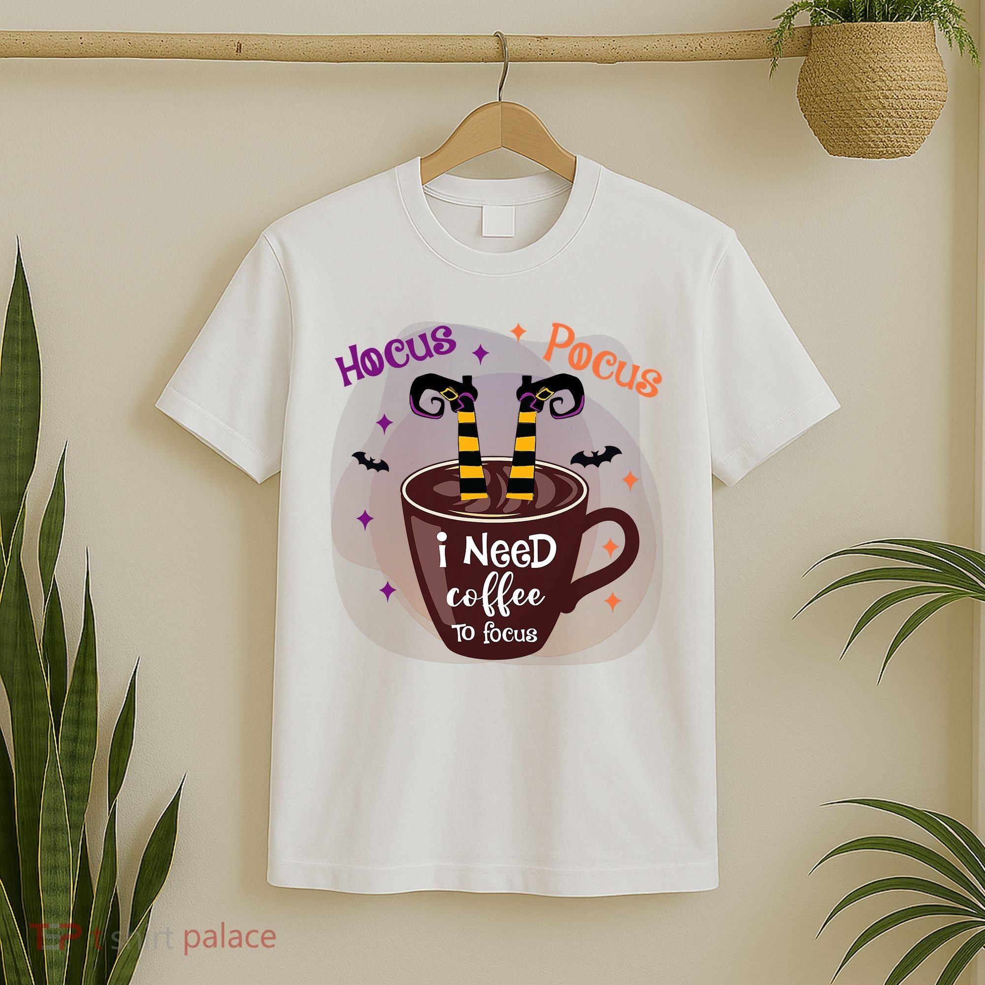 Hocus Pocus I Need Coffee To Focus Funny Halloween Costume T-Shirt