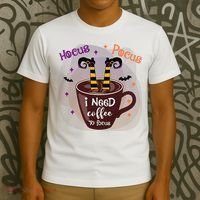 Hocus Pocus I Need Coffee To Focus Funny Halloween Costume T-Shirt thumb 3