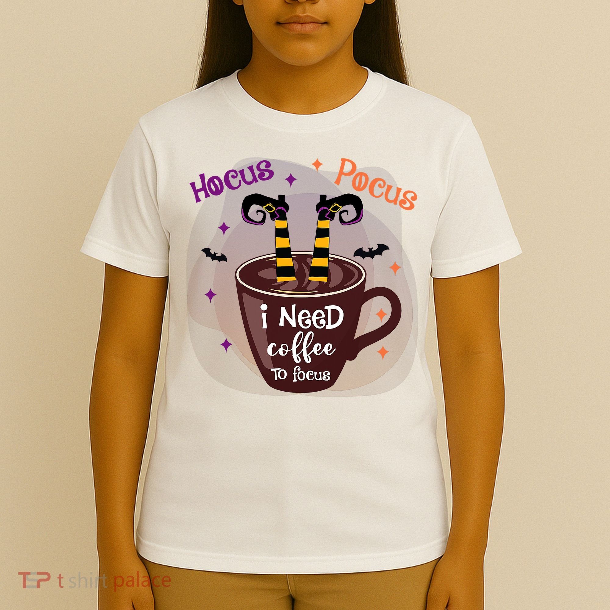 Hocus Pocus I Need Coffee To Focus Funny Halloween Costume T-Shirt