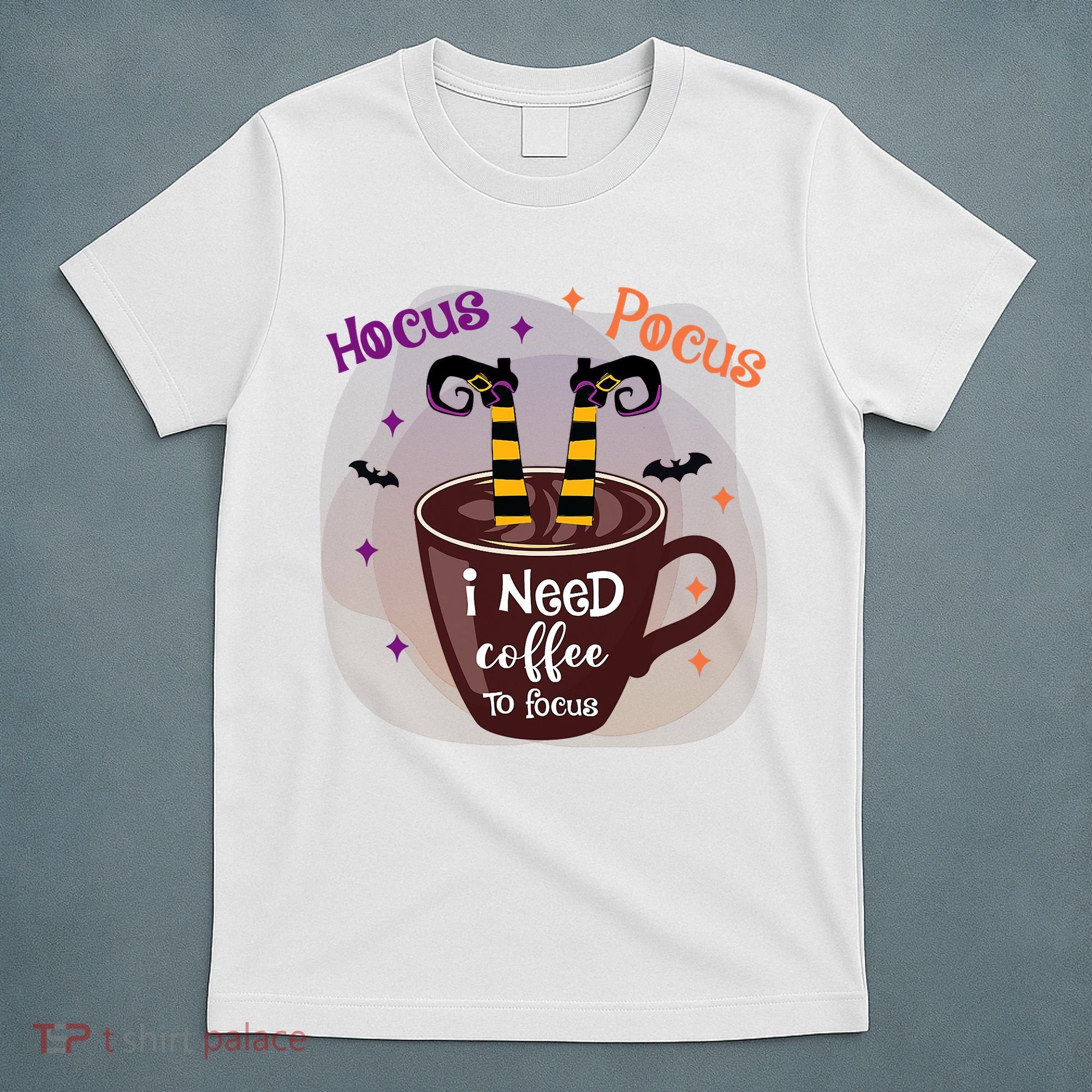 Hocus Pocus I Need Coffee To Focus Funny Halloween Costume T-Shirt