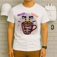 Hocus Pocus I Need Coffee To Focus Funny Halloween Costume T-Shirt thumb 6