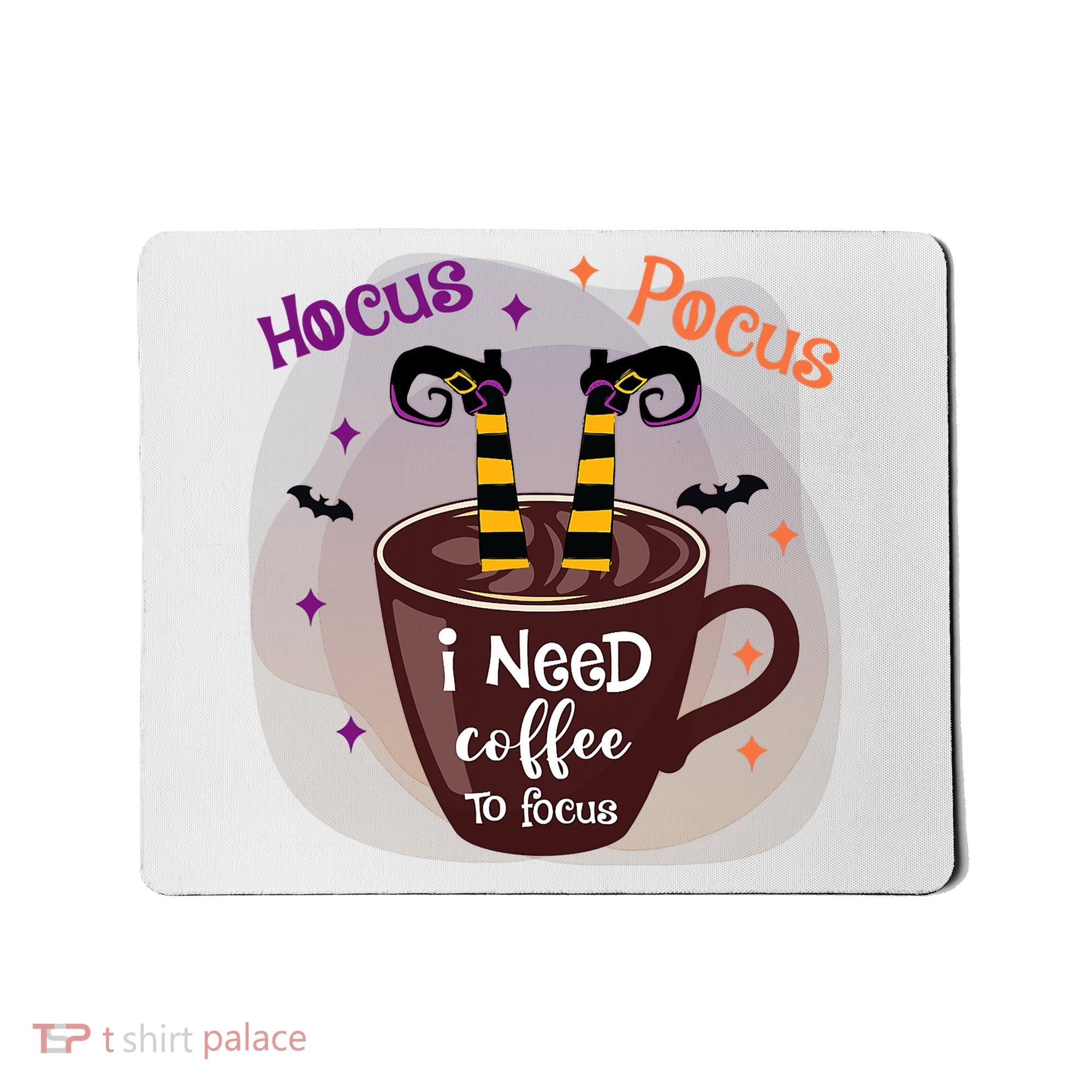 Hocus Pocus I Need Coffee To Focus Funny Halloween Costume Mousepad