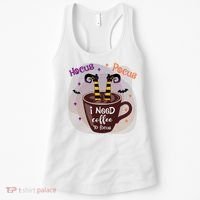 Hocus Pocus I Need Coffee To Focus Funny Halloween Costume Women's Tank Top thumb 0