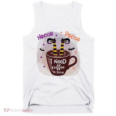 Hocus Pocus I Need Coffee To Focus Funny Halloween Costume Tank Top