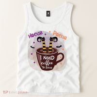 Hocus Pocus I Need Coffee To Focus Funny Halloween Costume Tank Top thumb 2