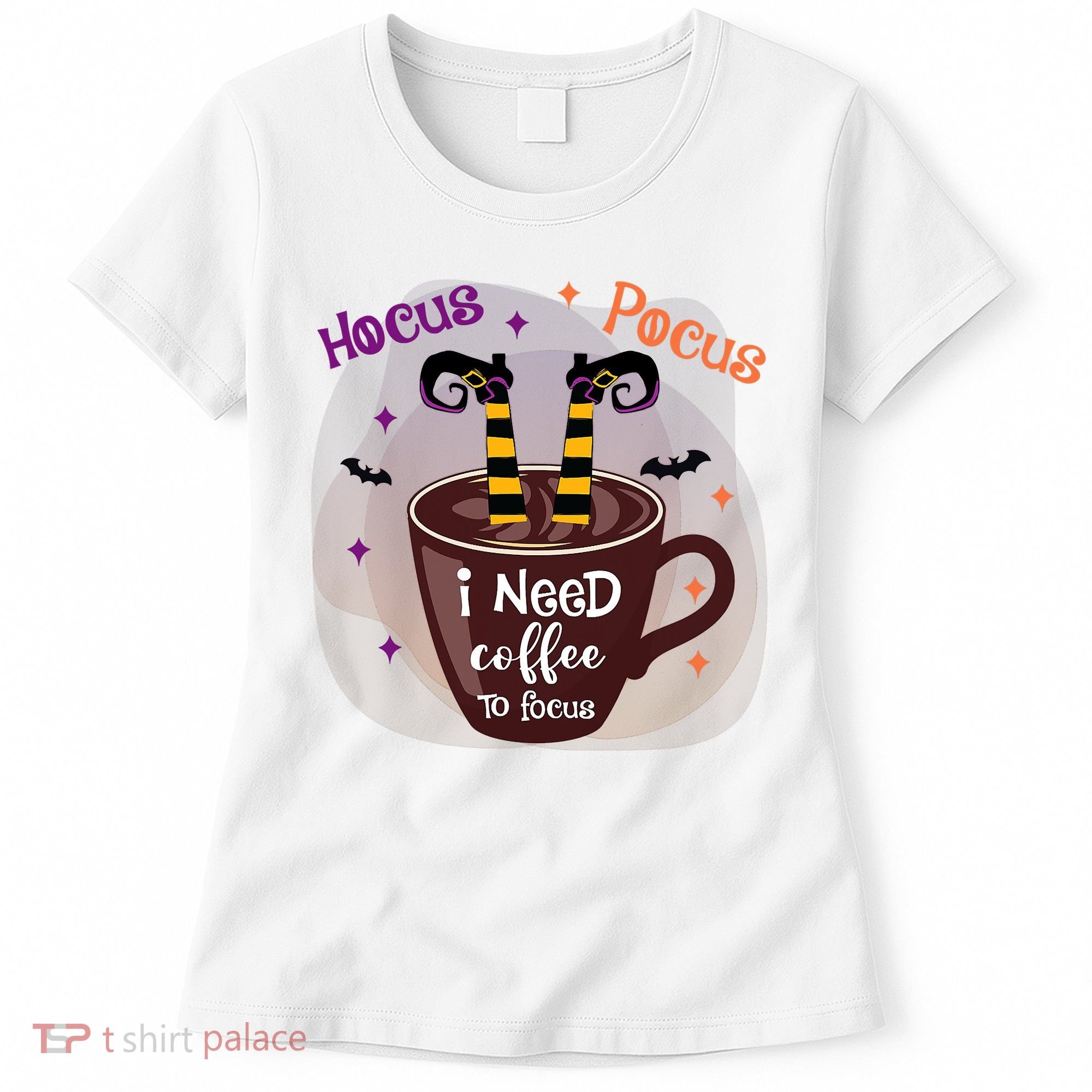 Hocus Pocus I Need Coffee To Focus Funny Halloween Costume Women's T-Shirt