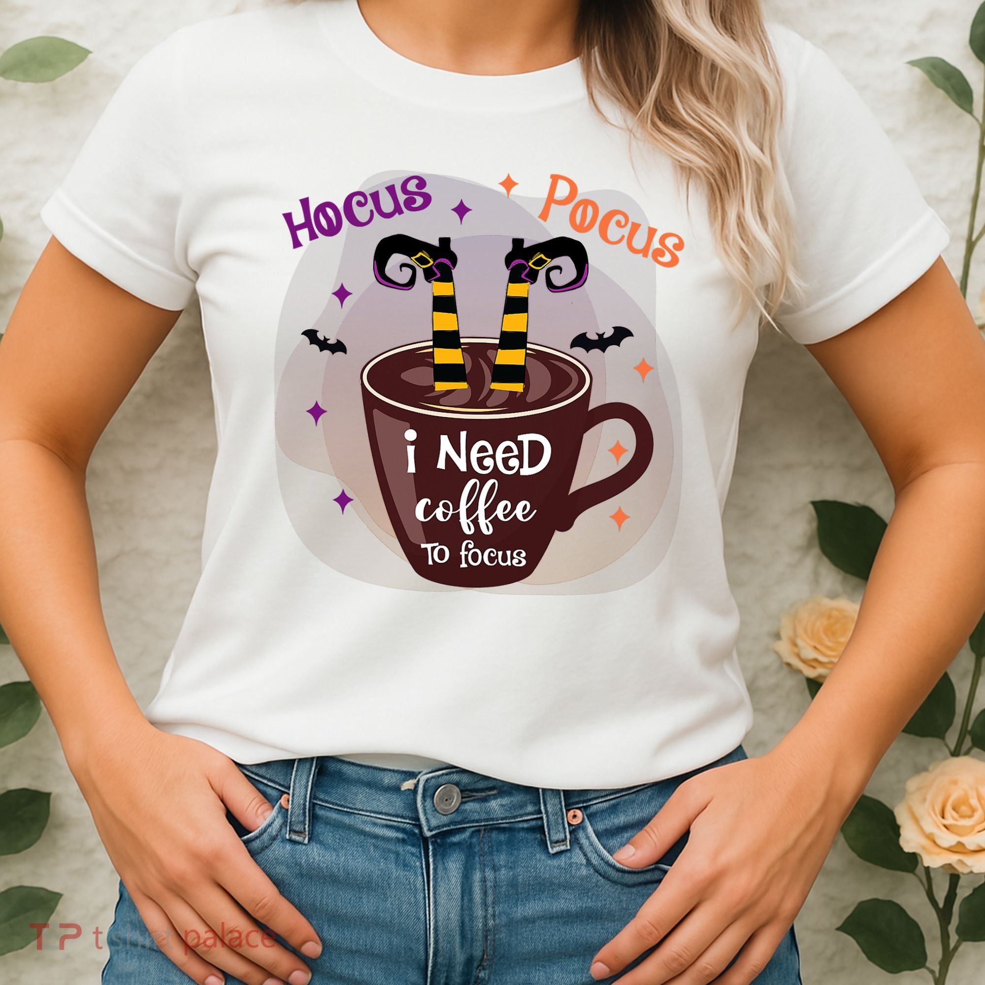 Hocus Pocus I Need Coffee To Focus Funny Halloween Costume Women's T-Shirt