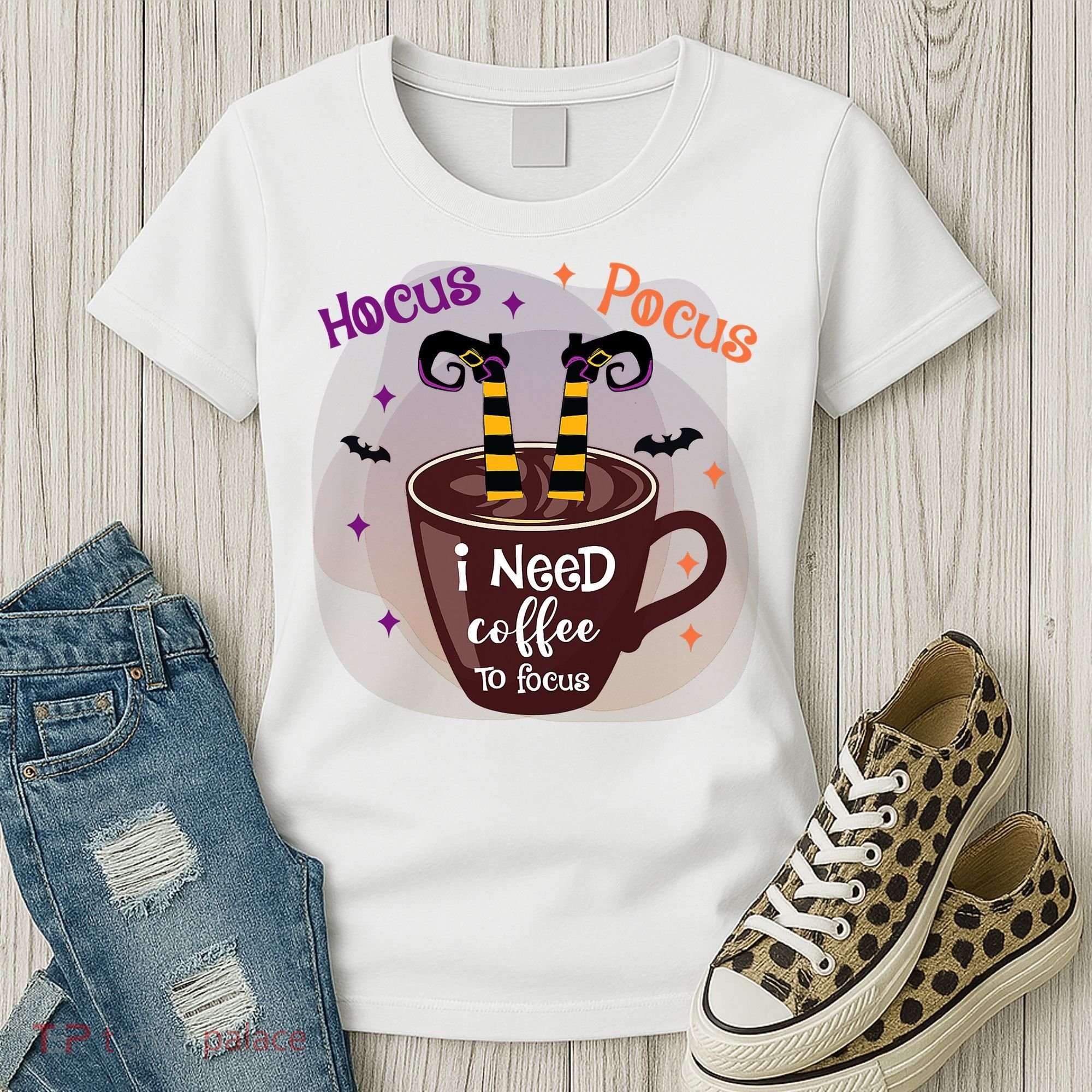 Hocus Pocus I Need Coffee To Focus Funny Halloween Costume Women's T-Shirt