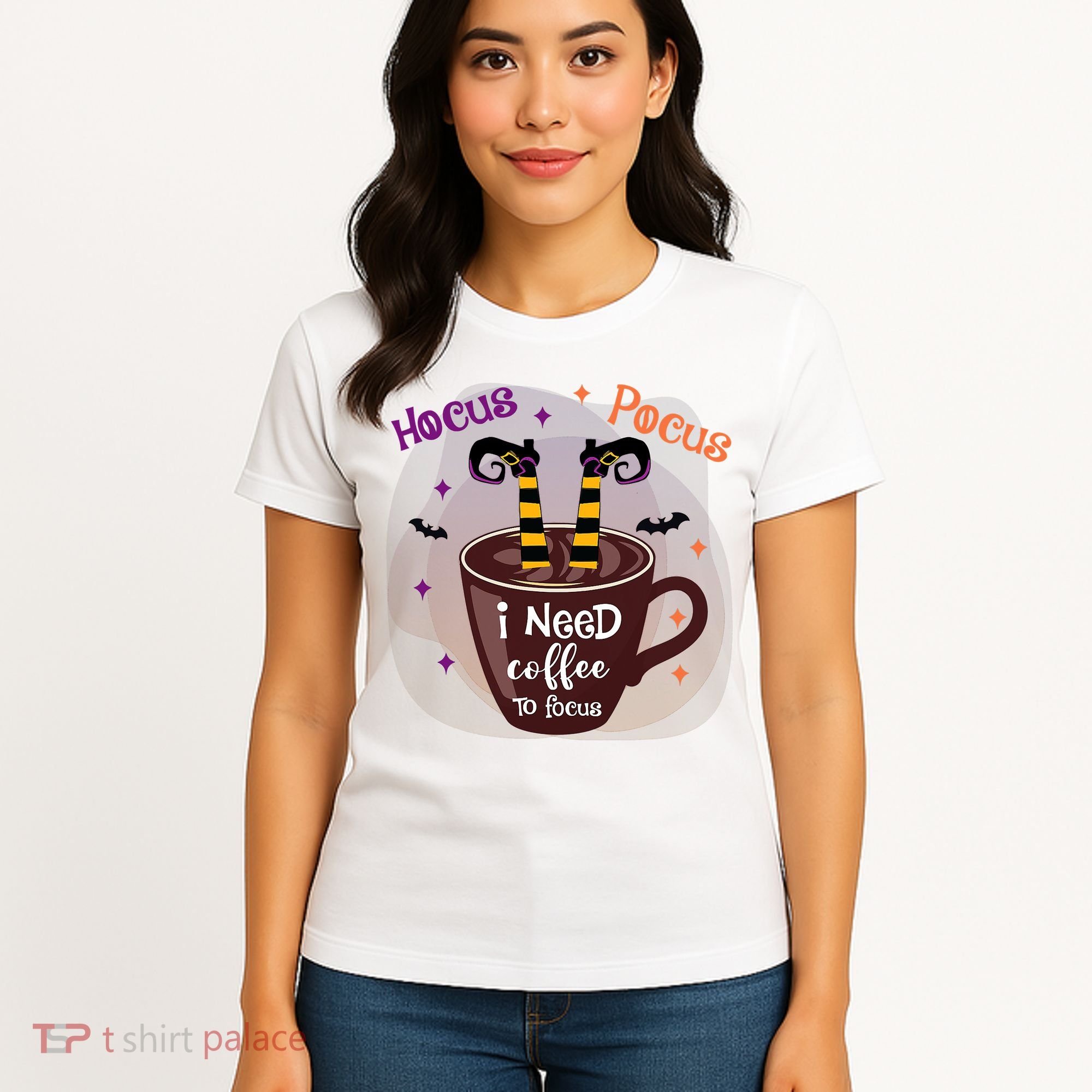 Hocus Pocus I Need Coffee To Focus Funny Halloween Costume Women's T-Shirt