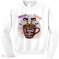 Hocus Pocus I Need Coffee To Focus Funny Halloween Costume Kids Sweatshirt thumb 0
