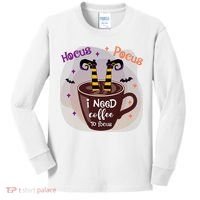 Hocus Pocus I Need Coffee To Focus Funny Halloween Costume Kids Long Sleeve Shirt thumb 0
