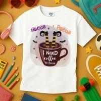 Hocus Pocus I Need Coffee To Focus Funny Halloween Costume Kids T-Shirt thumb 3