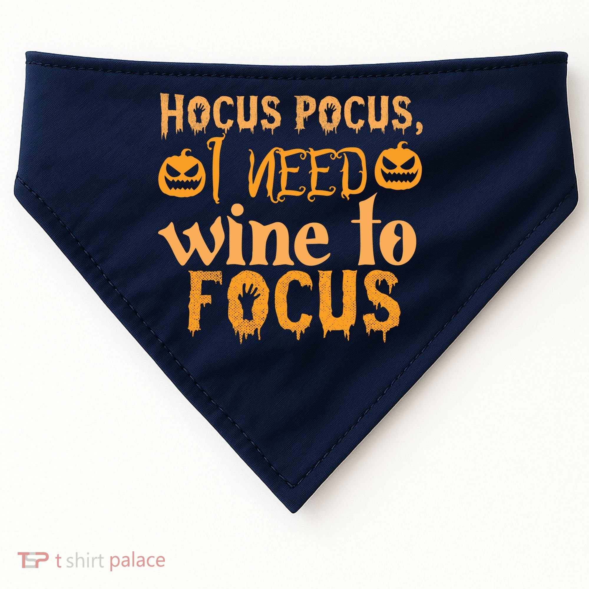 Hocus Pocus I Need Wine To Focus Halloween Quote USA-Made Doggie Bandana