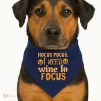 Hocus Pocus I Need Wine To Focus Halloween Quote USA-Made Doggie Bandana thumb 1