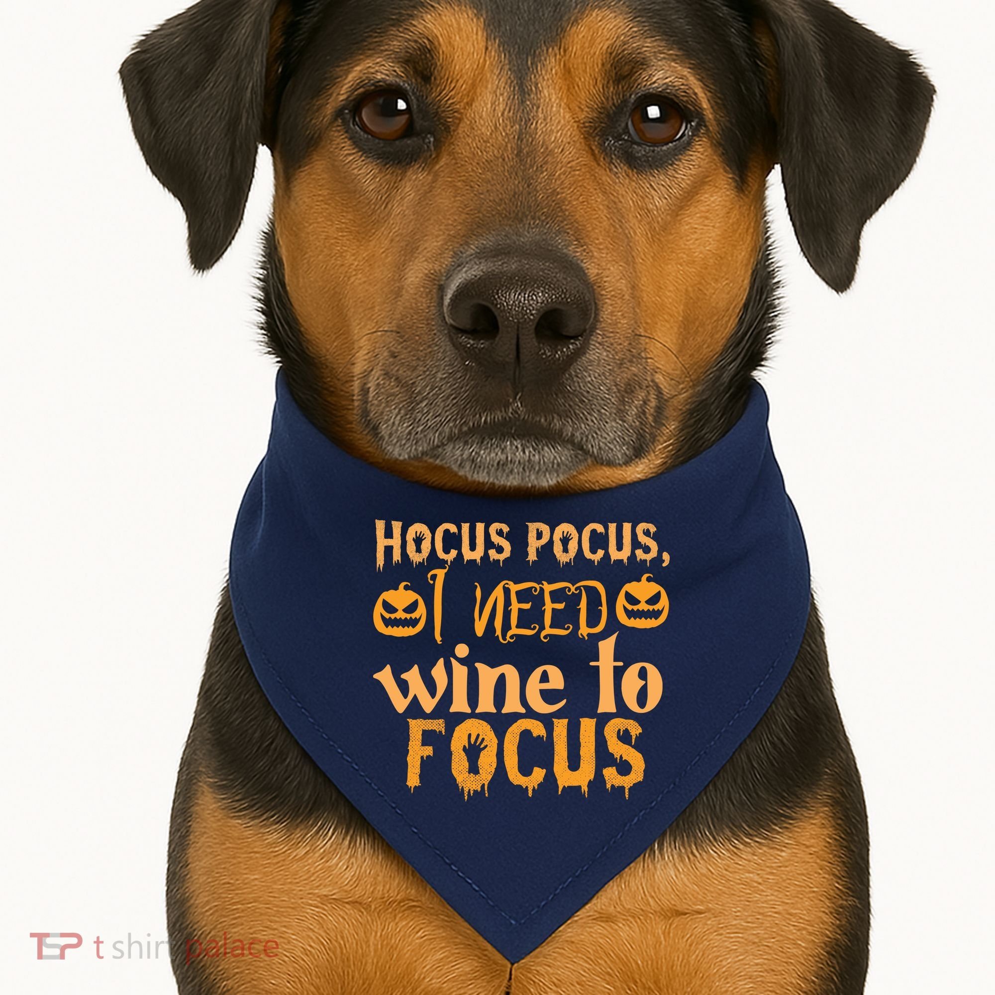 Hocus Pocus I Need Wine To Focus Halloween Quote USA-Made Doggie Bandana