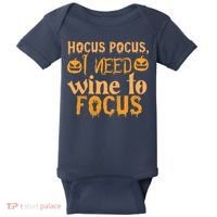 Hocus Pocus I Need Wine To Focus Halloween Quote Baby Bodysuit thumb 0