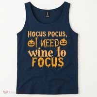 Hocus Pocus I Need Wine To Focus Halloween Quote Tank Top thumb 2