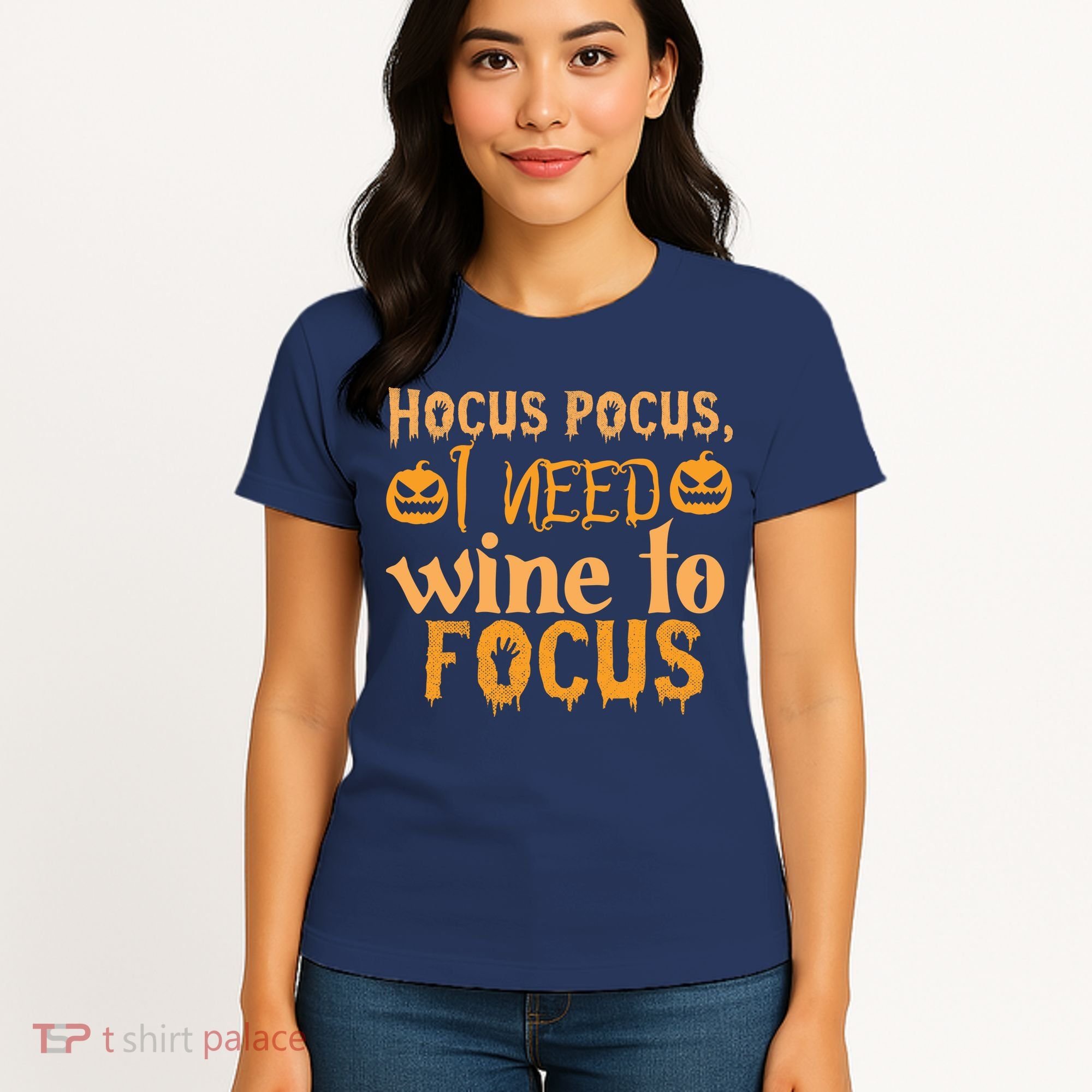 Hocus Pocus I Need Wine To Focus Halloween Quote Women's T-Shirt