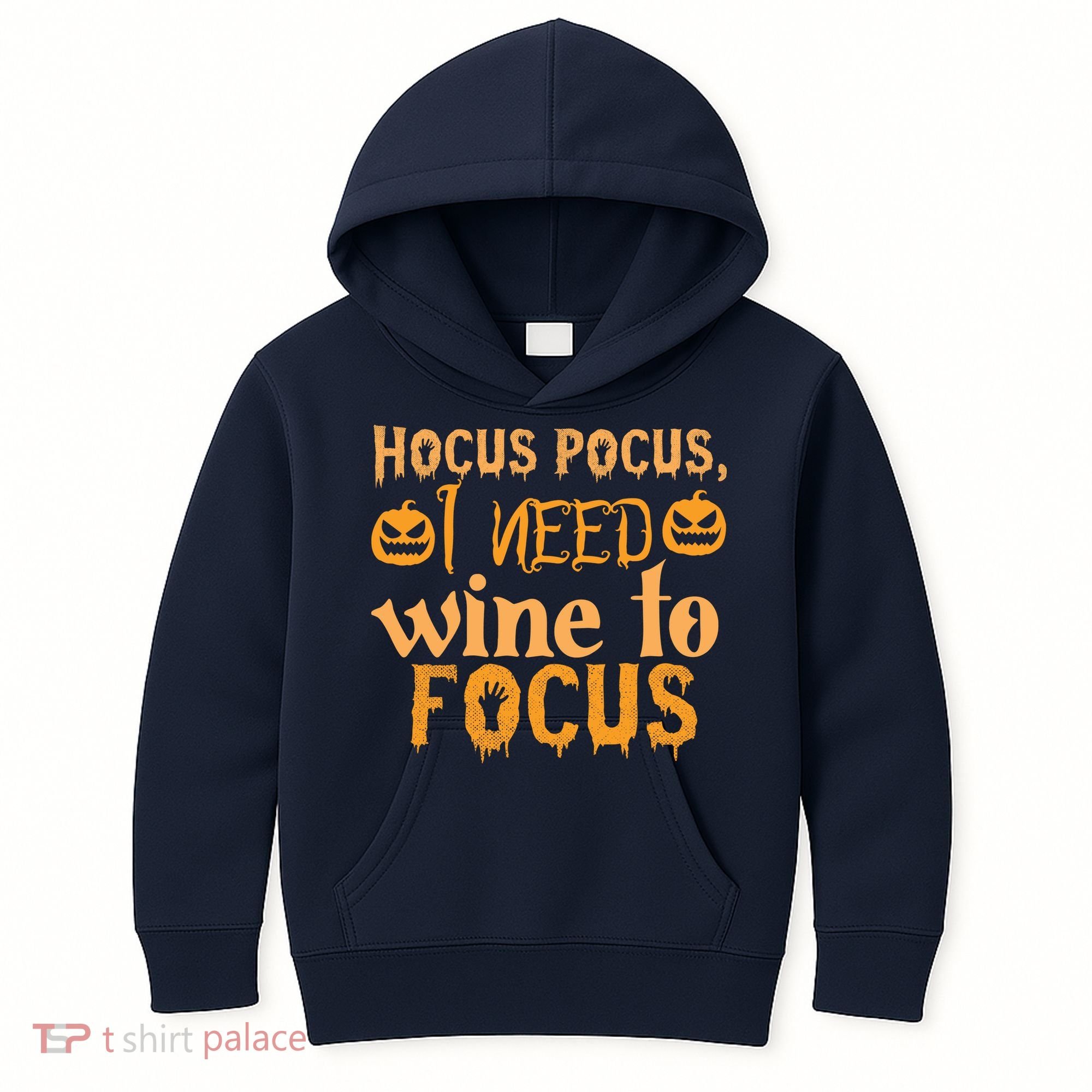 Hocus Pocus I Need Wine To Focus Halloween Quote Kids Hoodie