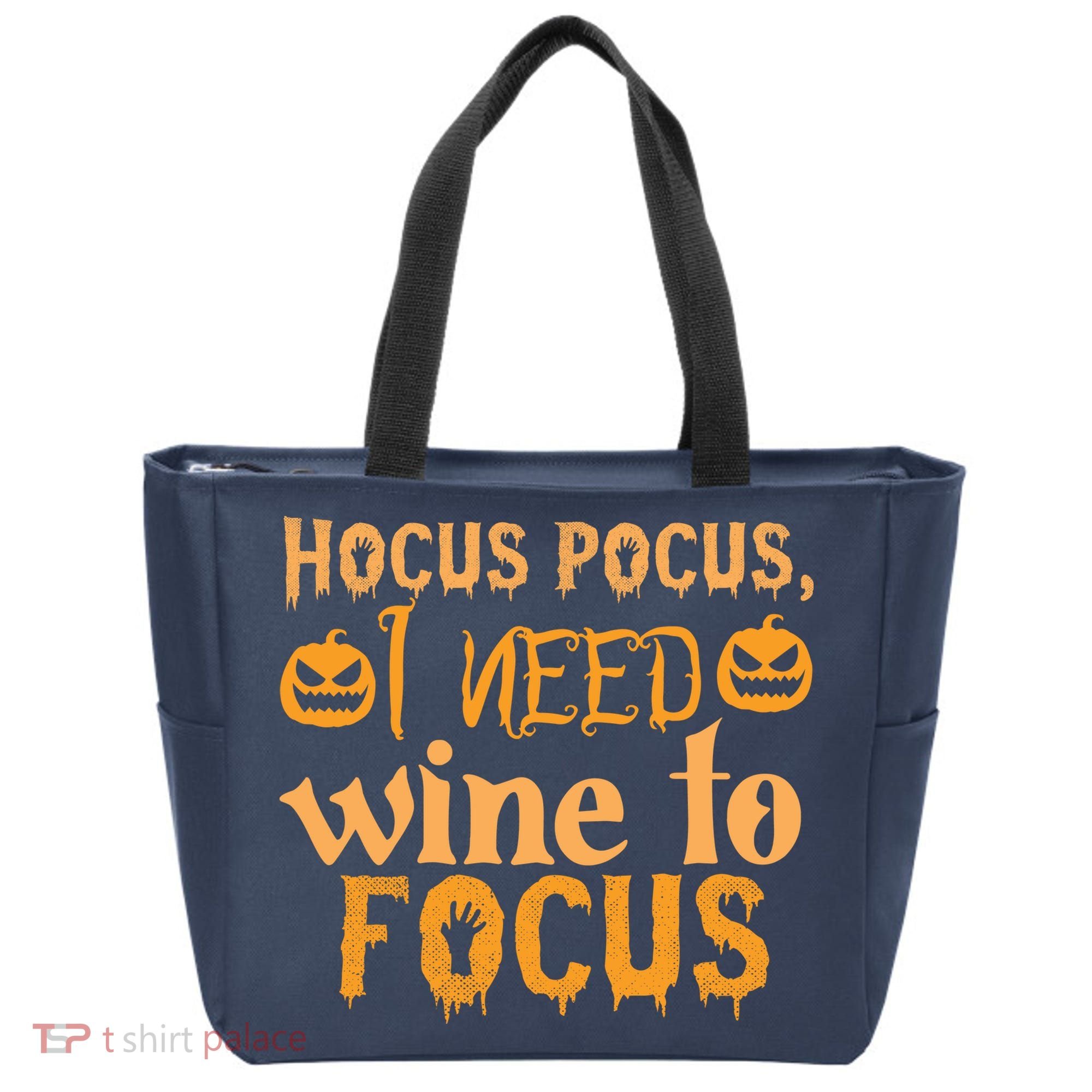 Hocus Pocus I Need Wine To Focus Halloween Quote Tote Bag
