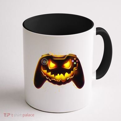 Halloween Pumpkin Jack O Lantern Face Video Game Controller Coffee Mug back